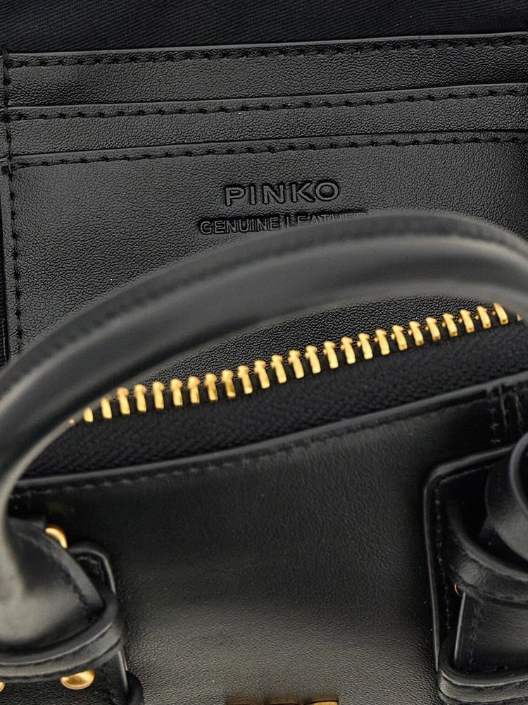 Pinko 100% Cow Leather shoulder bag in black