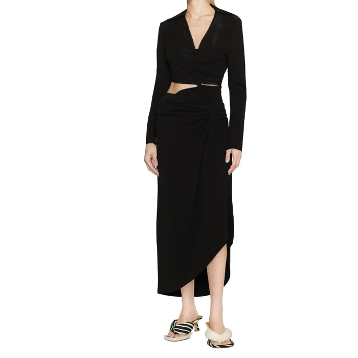 Off-White Cut-Out Midi Dress Black Elastane Viscose