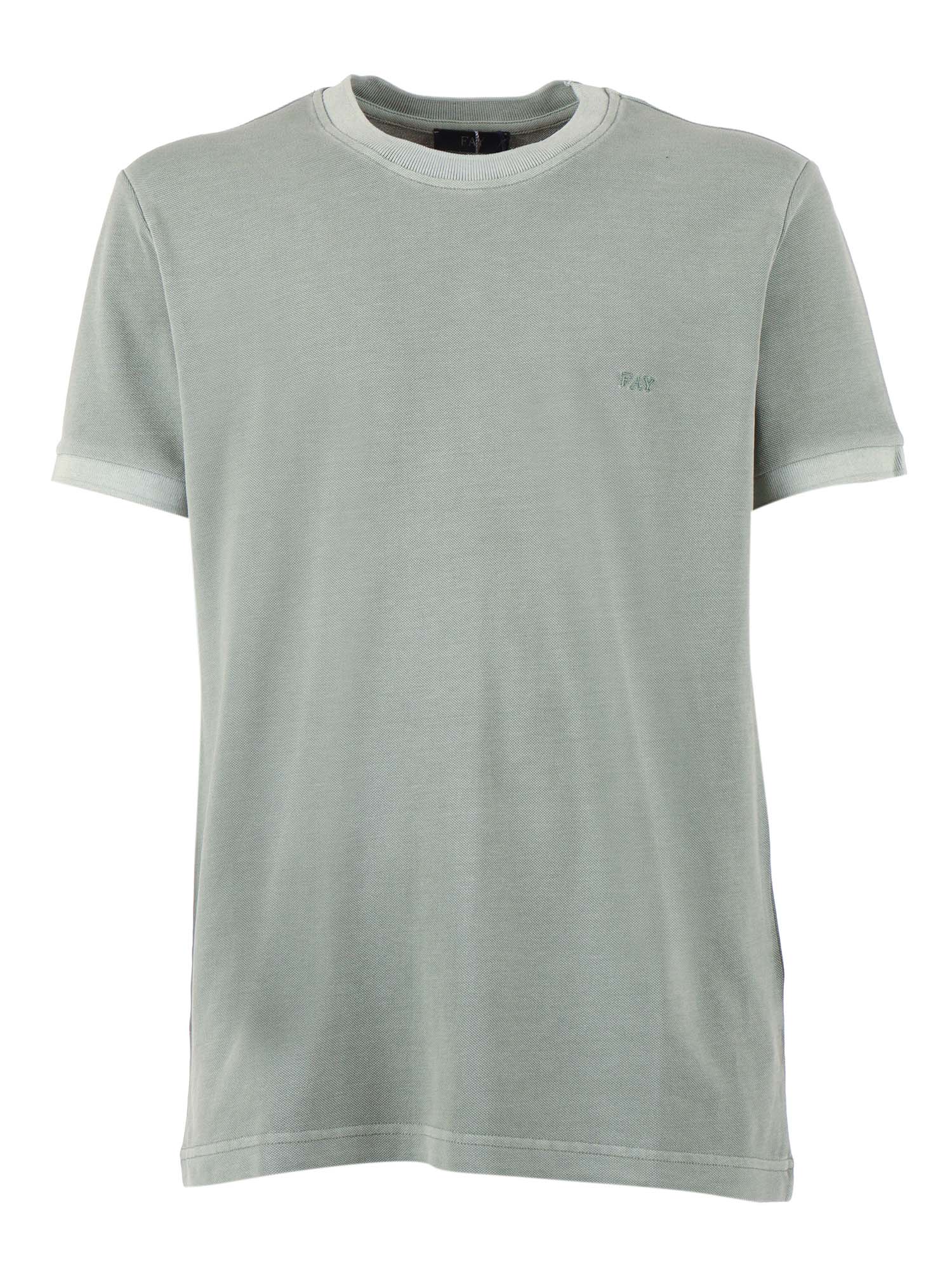 FAY PIQUET TINTO FROSTED T-SHIRT Green Cotton Short Sleeves