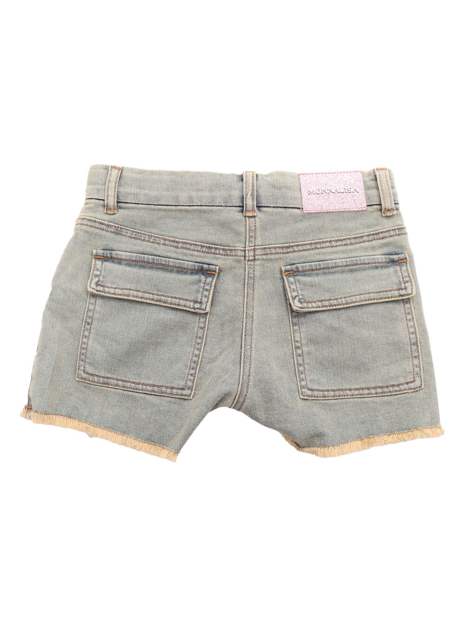 PEACH BLOSSOM PRINTED DENIM SHORTS Grey Cotton Polyester Elastan