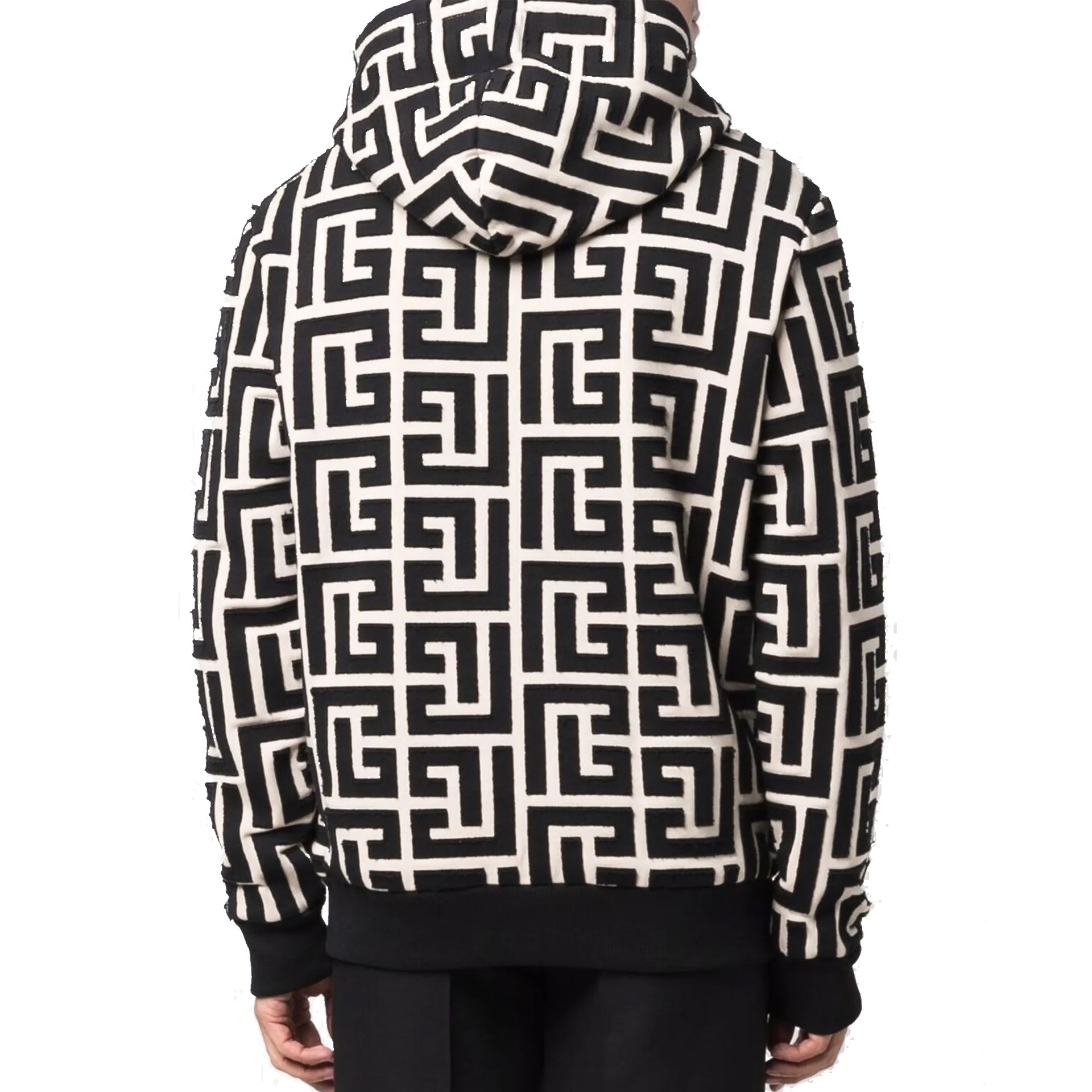 Monogrammed Hooded Sweatshirt Beige Cotton