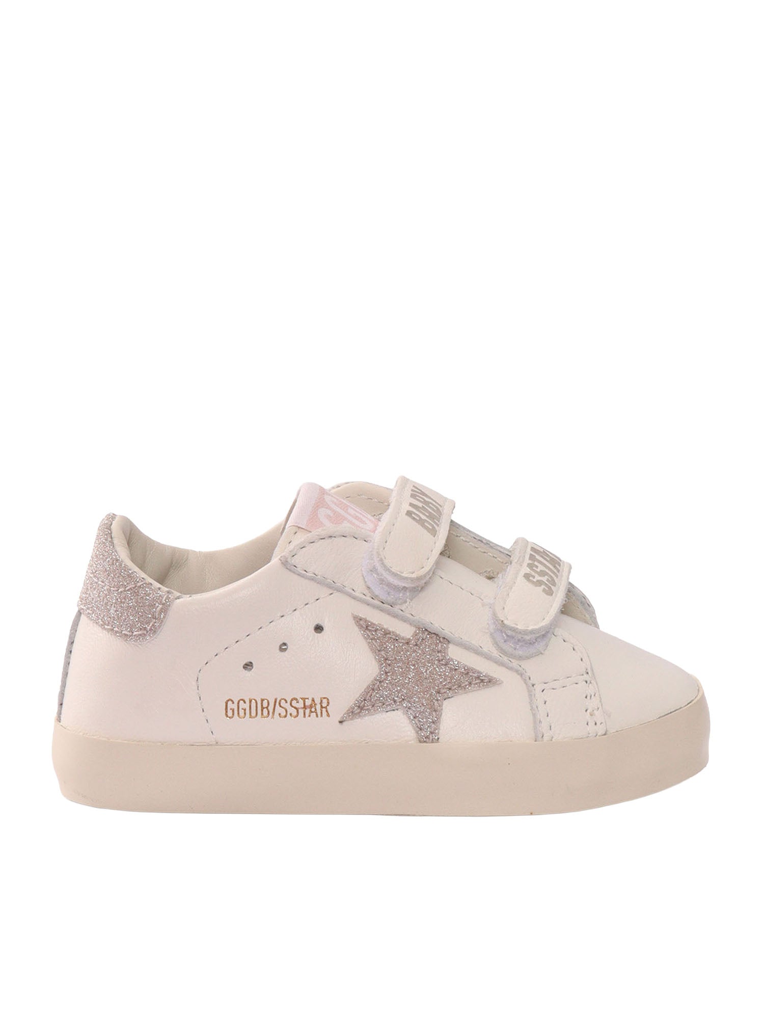 BABY SCHOOL NAPPA UPPER AND LIST GLITTER STAR HEEL White Kid Sneaker