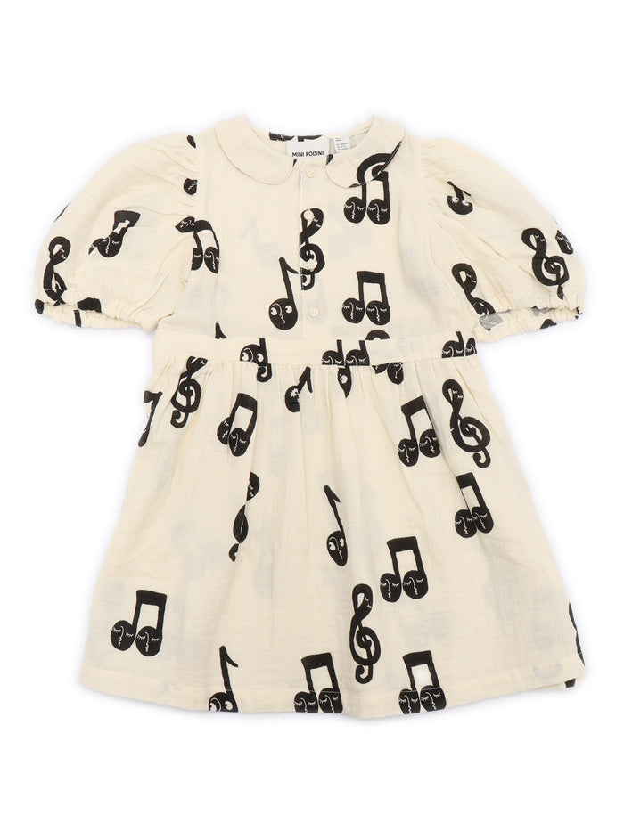 Note Aop Muslin Ss Dress White Organic Cotton