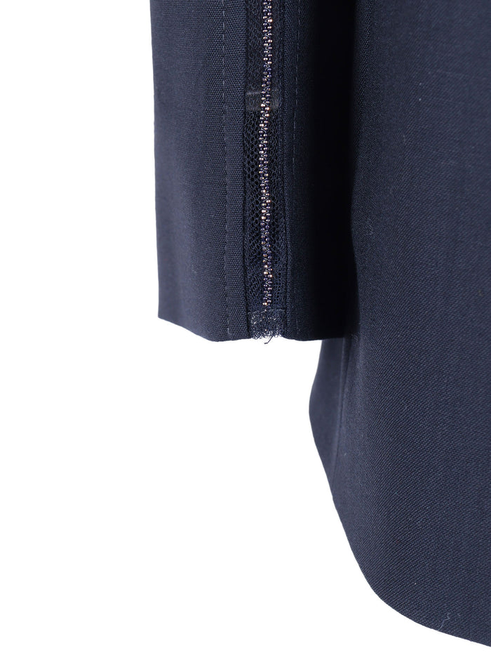 BISTRETCH WOOL SINGLE BREASTED JACKET WITH FILO DIAMANTE Blue Polyamide Elastane