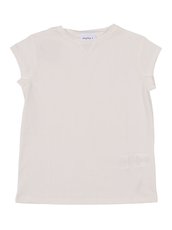 T-SHIRT-TOP White Cotton Elastane Short Sleeves T-shirt