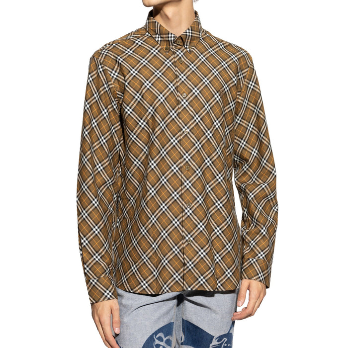 Cotton Checked Shirt Brown