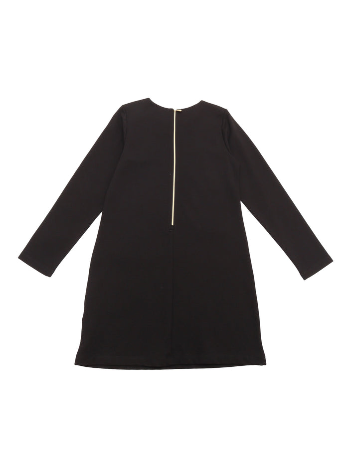 Long Sleeved Dress Black Viscose Polyamide Elastane