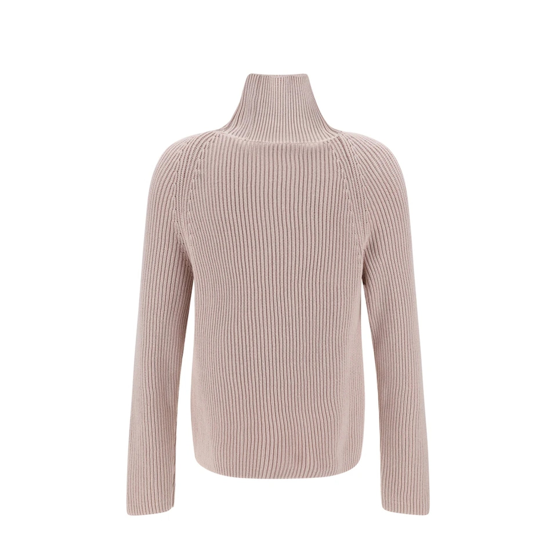 Ami Paris Turtleneck Sweater Pink Cotton Wool