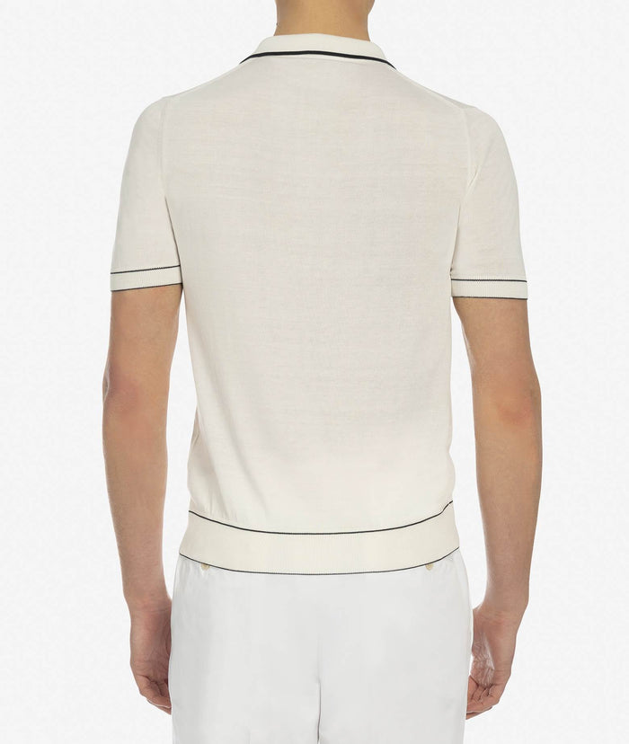 Cotton And Silk Polo Mongibello Ivory Basic Light Kintwear