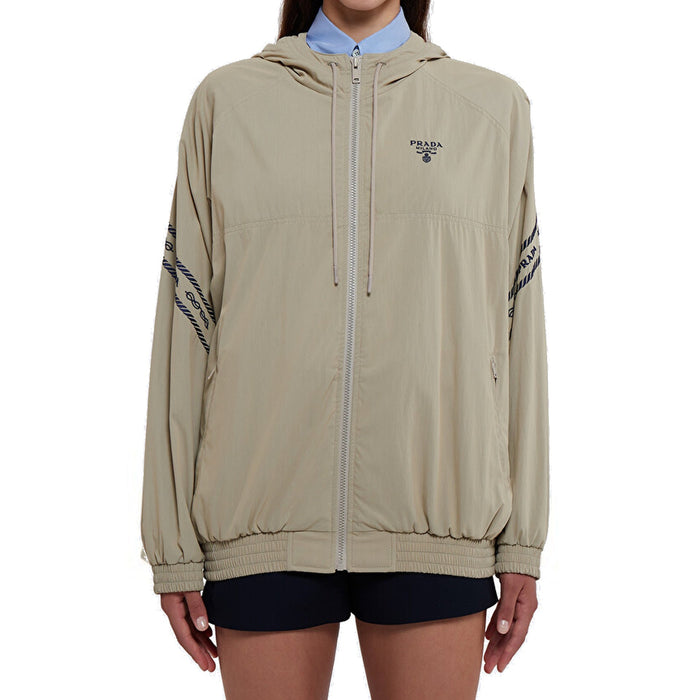 Logo Jacket Beige Cotton Polyamide