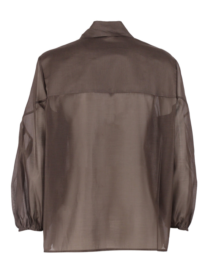 BLOUSE Brown Cotton Silk Shirt
