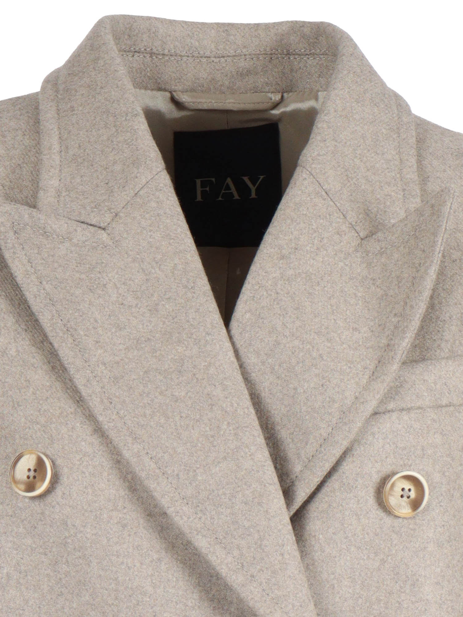 Double Breasted Coat Beige Wool Cashmere
