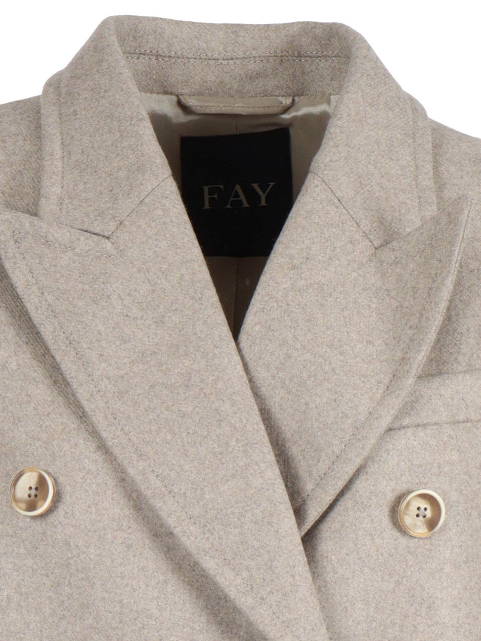 Double Breasted Coat Beige Wool Cashmere