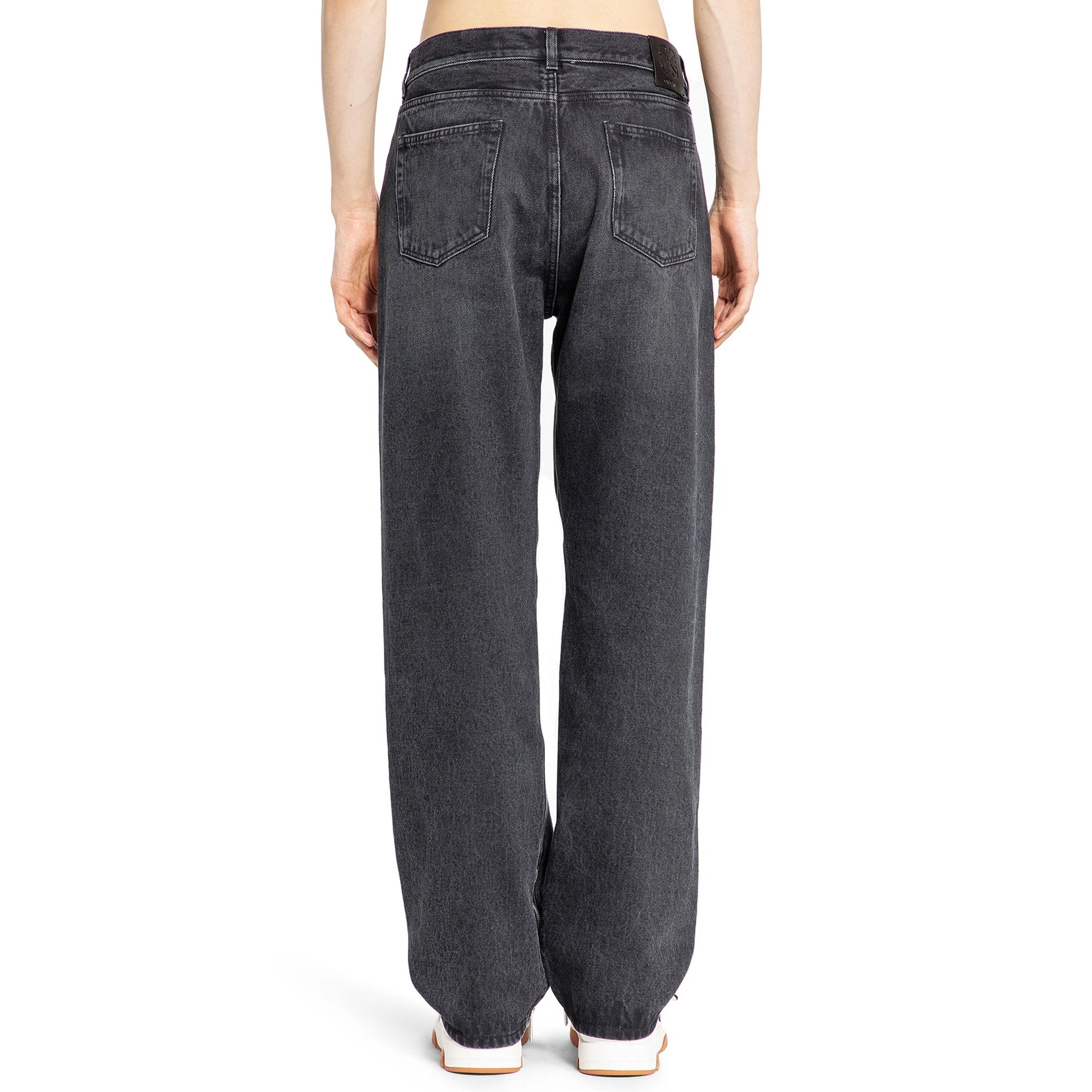 Off-White Washed Denim Jeans Gray Cotton