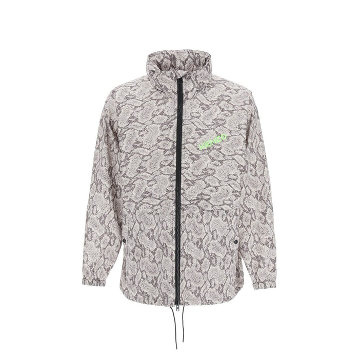 Snakeskin Printed Jacket Beige Polyester