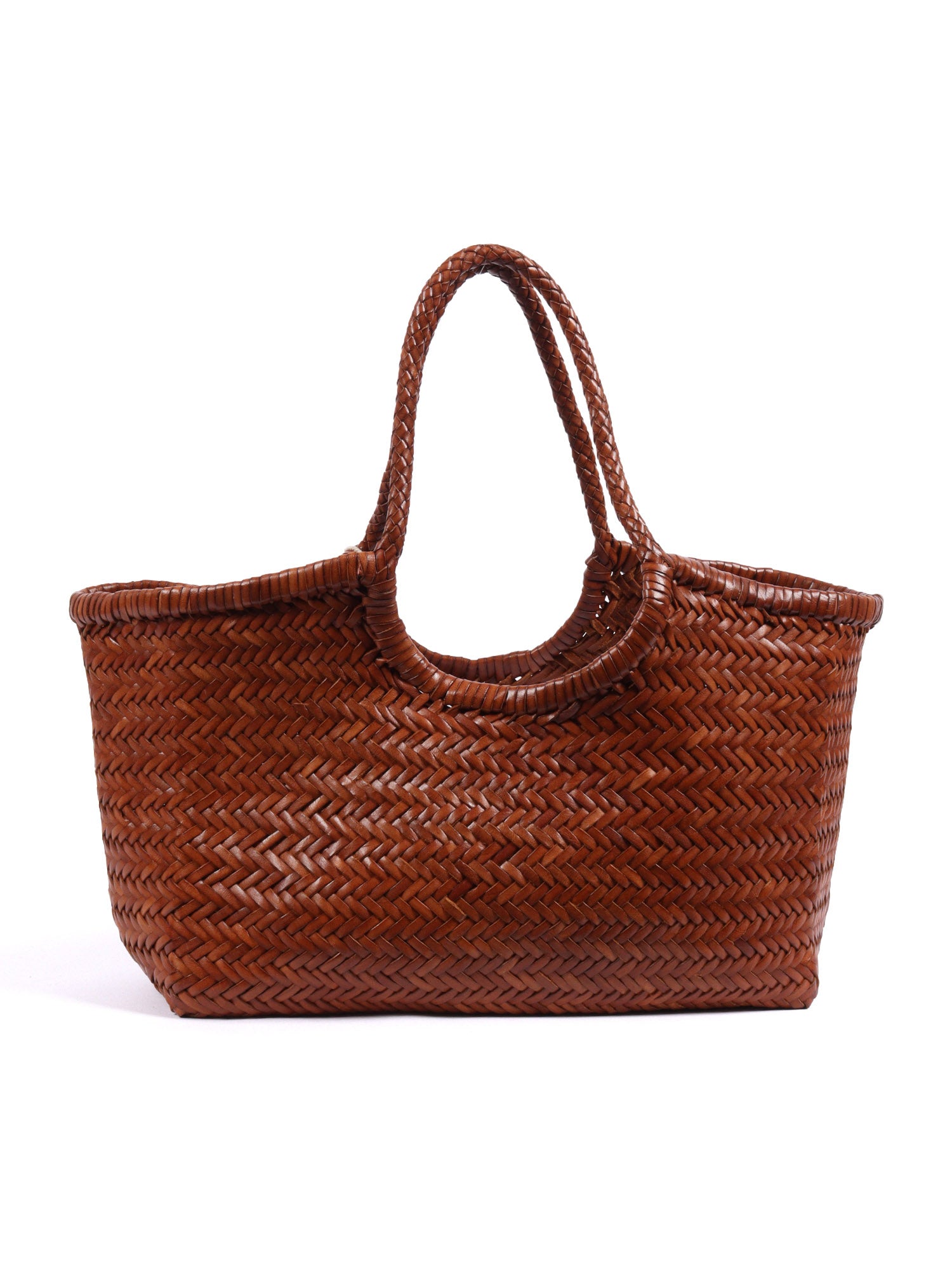 NANTUCKET BASKET BIG Camel Calf Leather Shoulder Bag