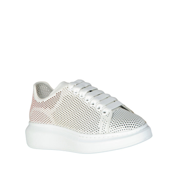 Oversized Dotted Cut-Out Sneakers White Calf Leather