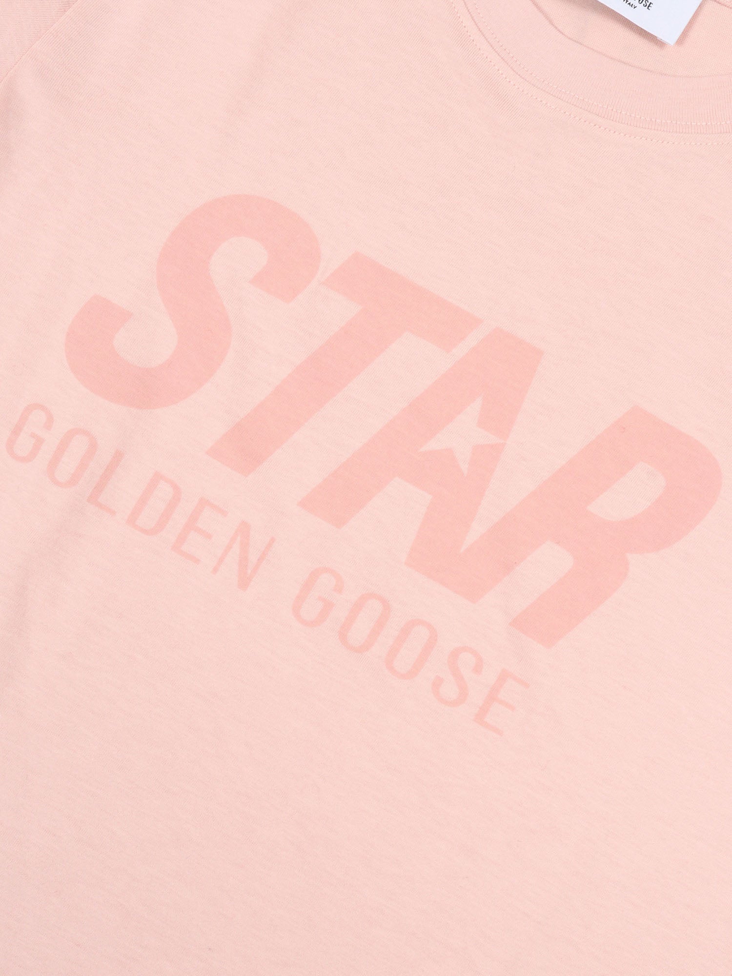 Star Girls T-Shirt S-S Logo Tonal Print Pink Cotton Rib Short Sleeves