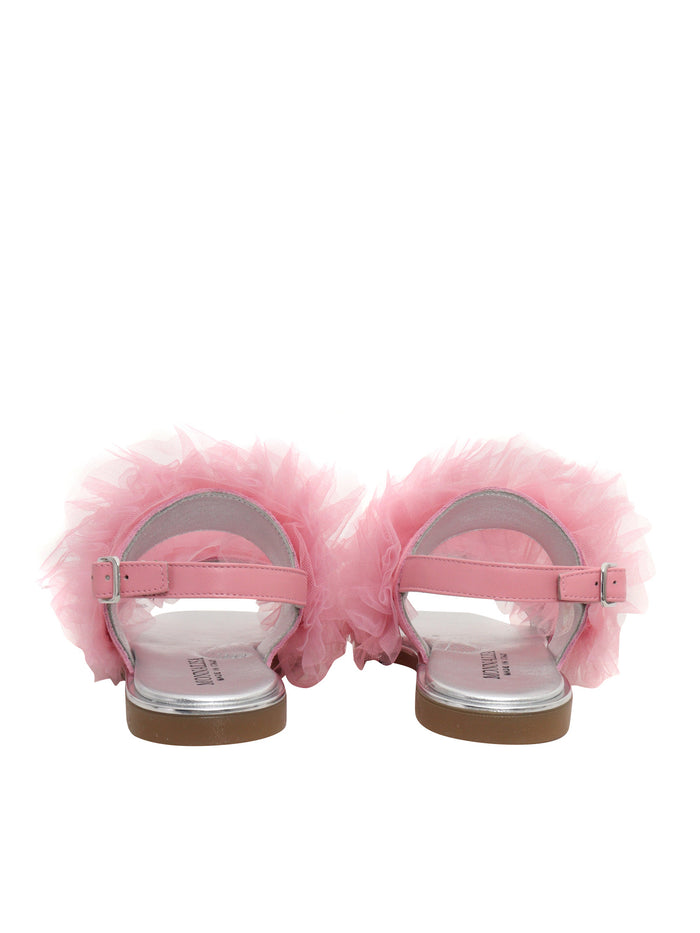 Girls sandals with tulle Pink Leather