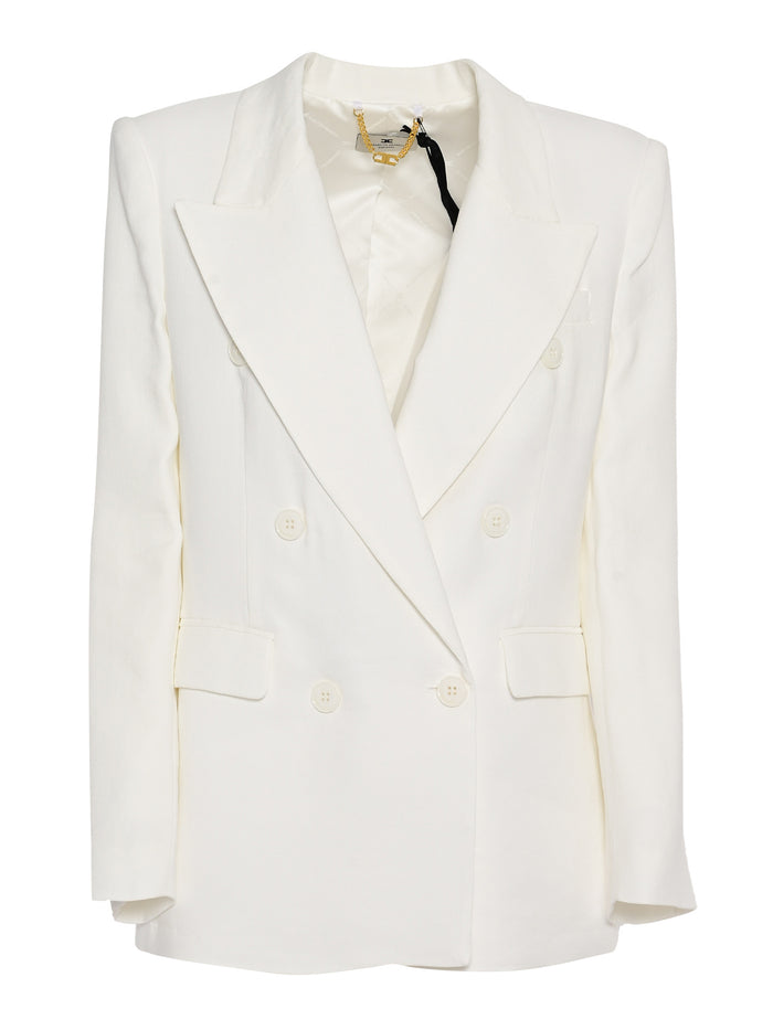 WOMENS JACKET White Viscose Linen