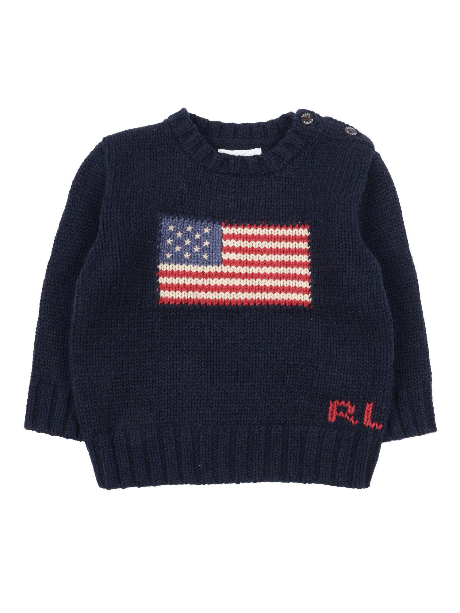 FLAG CN SWTR-TOPS-SWEATER Blue Cotton Crewneck