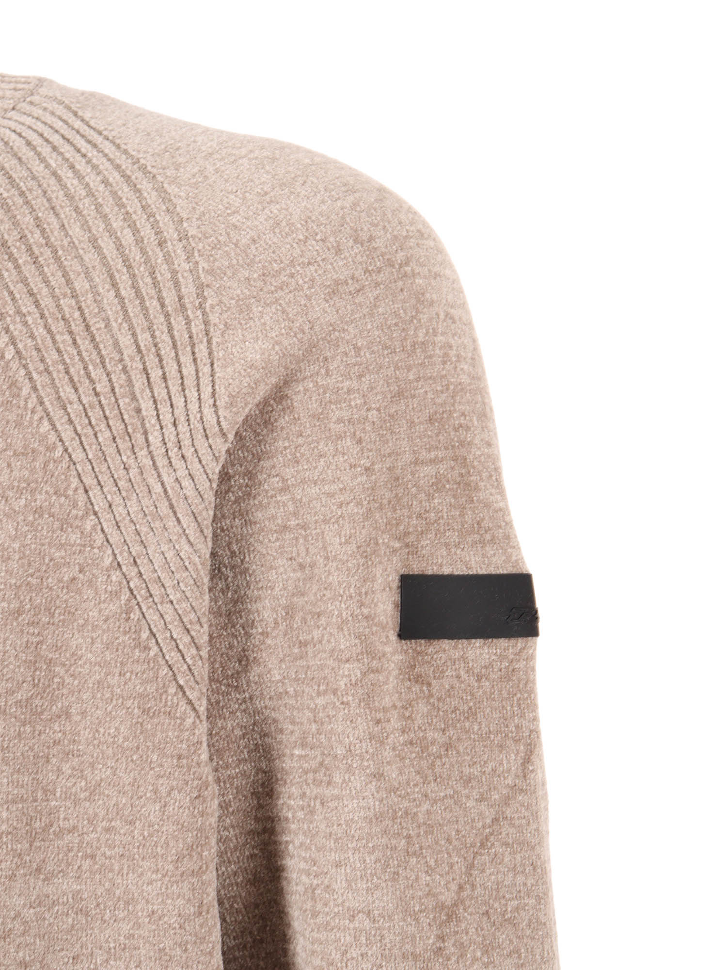 Velvet Round Knit Beige Polyester Elastane Crewneck