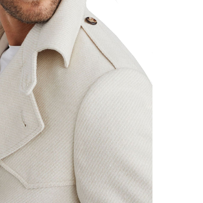 Wool Trench Coat Beige Cashmere Silk