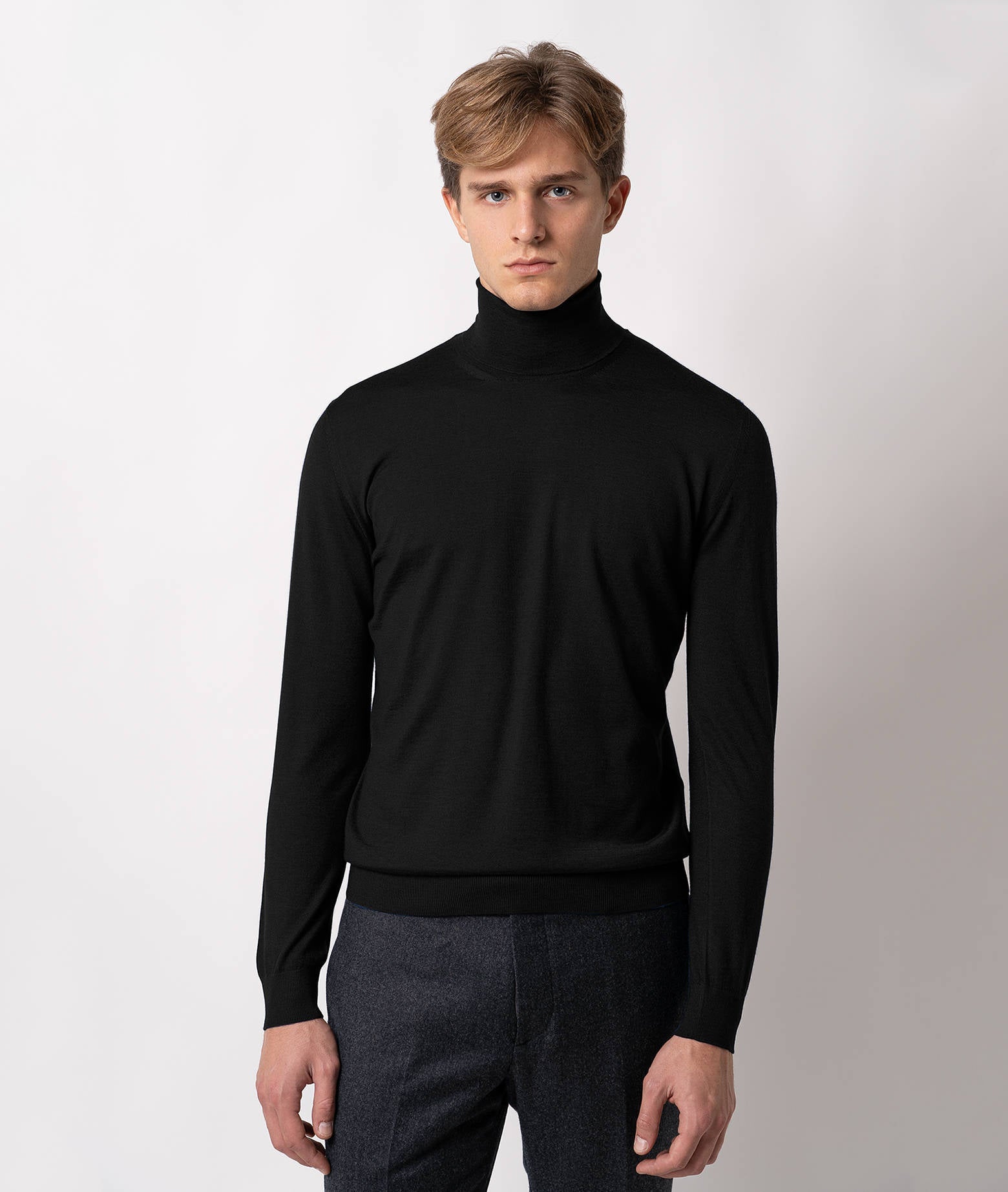 Turtleneck Cashmire And Silk Sweater Salisburgo White High Turtle Neck