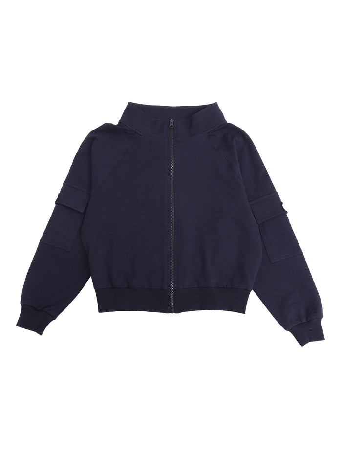 SWEATSHIRT WITH POCKETS Blue Cotton Elastan