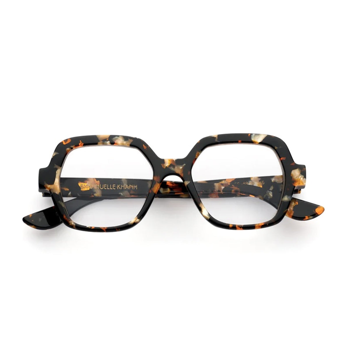 Emmanuelle Khanh Equinox 55 Nero-Noir Orange Multicolore Acetate Occhiali Da Vista