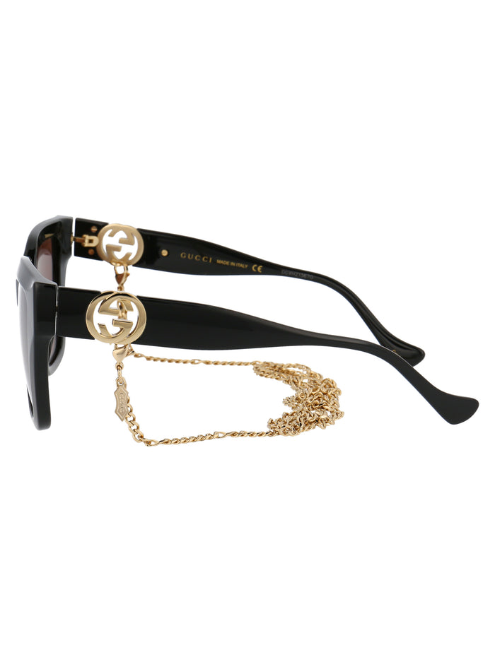 Gg1023s 005 Black Brown Acetate Sunglasses