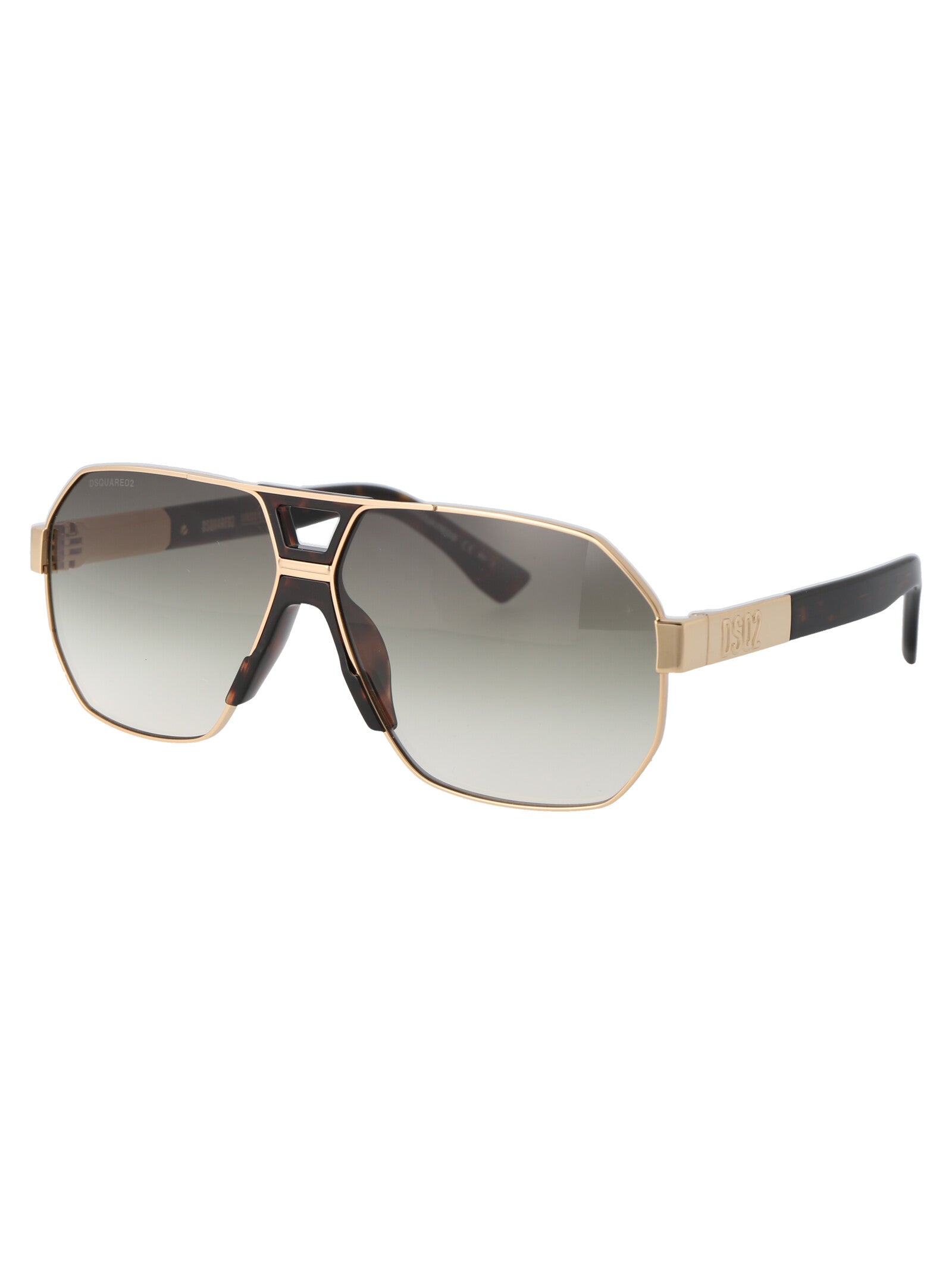 D2 0028-S 06j Gold Havana Metal Sunglasses
