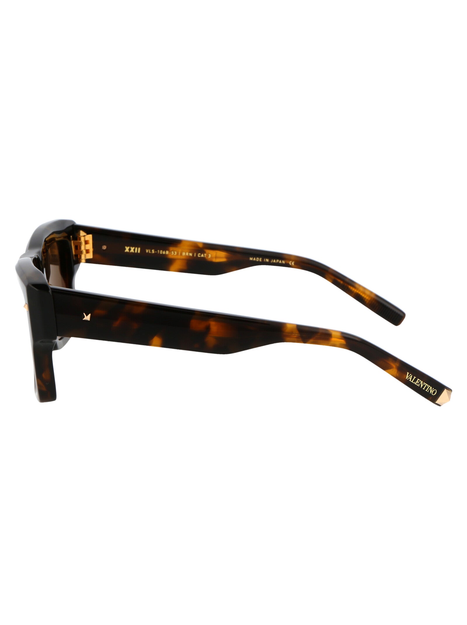 Xxii Black - White Gold W/dark Green Lenses Acetate Sunglasses