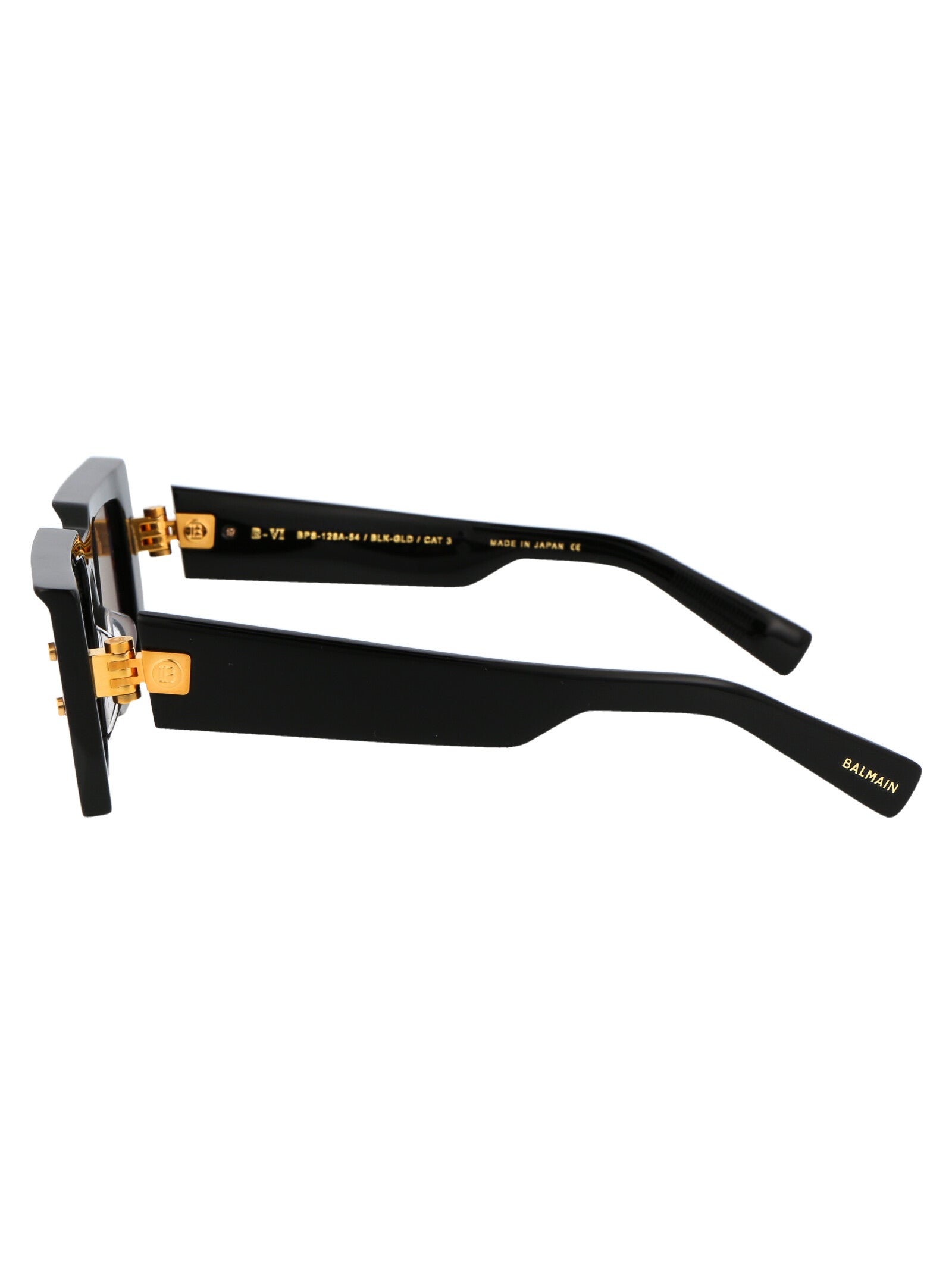 Bps-128a-54 A Black Gold W/ Dark Grey Acetate Sunglasses