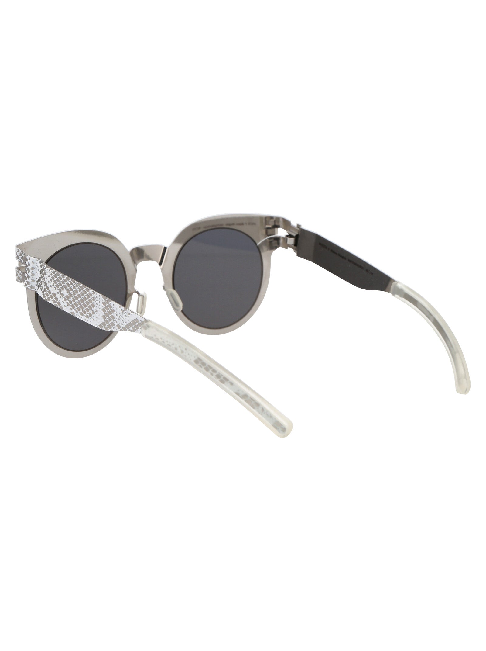 Mmtransfer001 241 Solid Silver White Python Dark Grey Metal Sunglasses