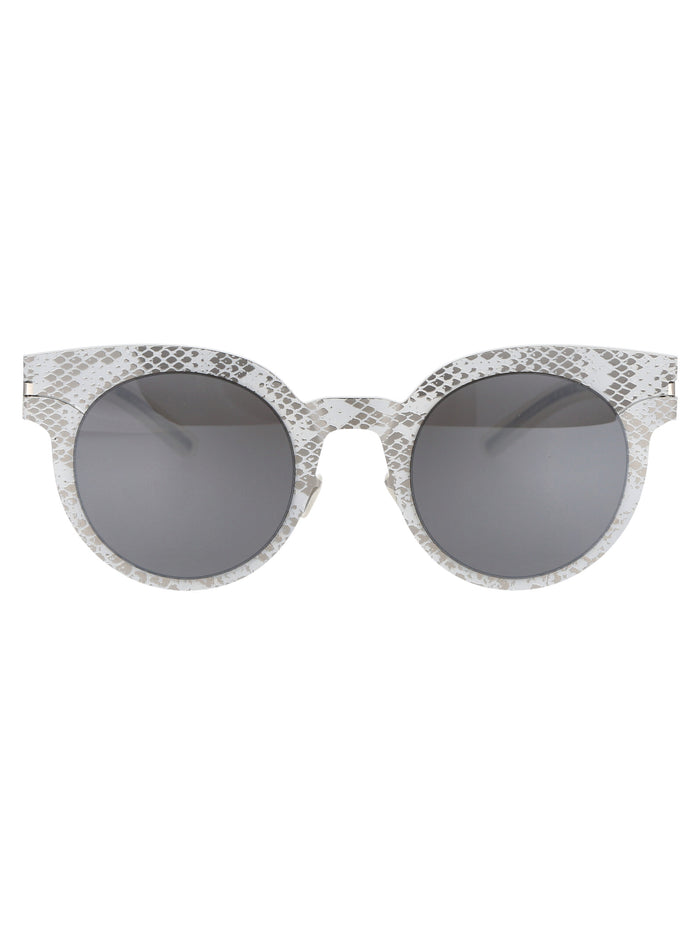 Mmtransfer001 241 Flash Silver White Python Brown Metal Sunglasses