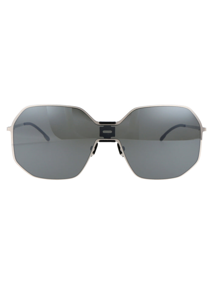 Mmecho003 351 Mh22 Pitch Black Shiny Silver Flash Shield Metal Sunglasses