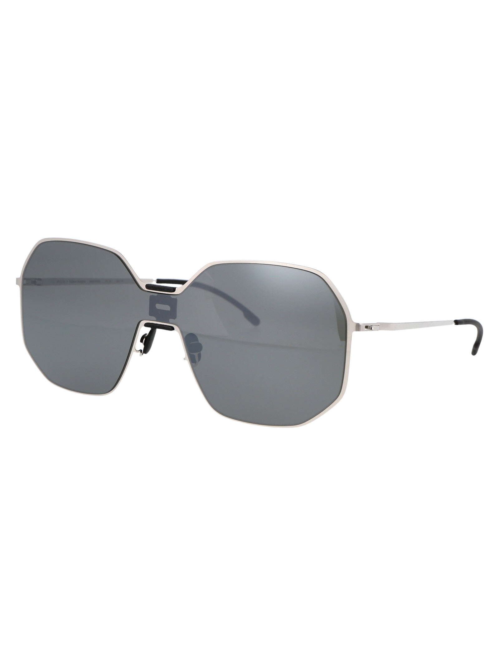 Mmecho003 351 Mh22 Pitch Black Shiny Silver Flash Shield Metal Sunglasses