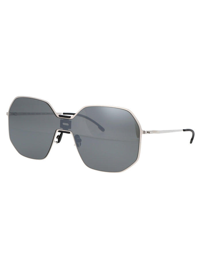 Mmecho003 351 Mh22 Pitch Black Shiny Silver Flash Shield Metal Sunglasses