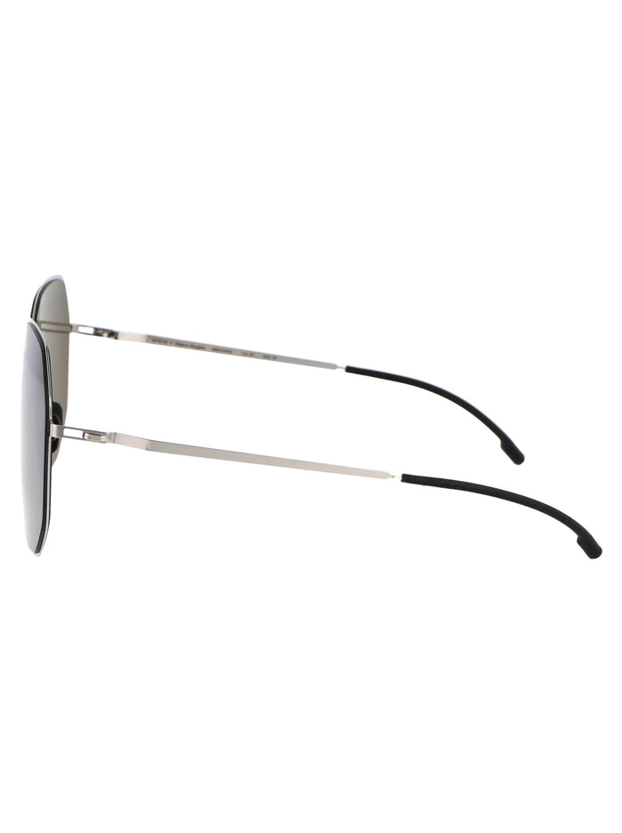 Mmecho003 351 Mh22 Pitch Black Shiny Silver Flash Shield Metal Sunglasses