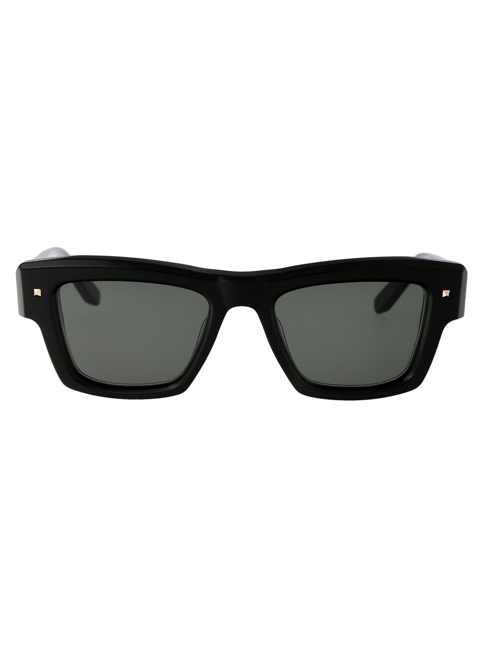 Xxii Black - White Gold W/dark Green Lenses Acetate Sunglasses