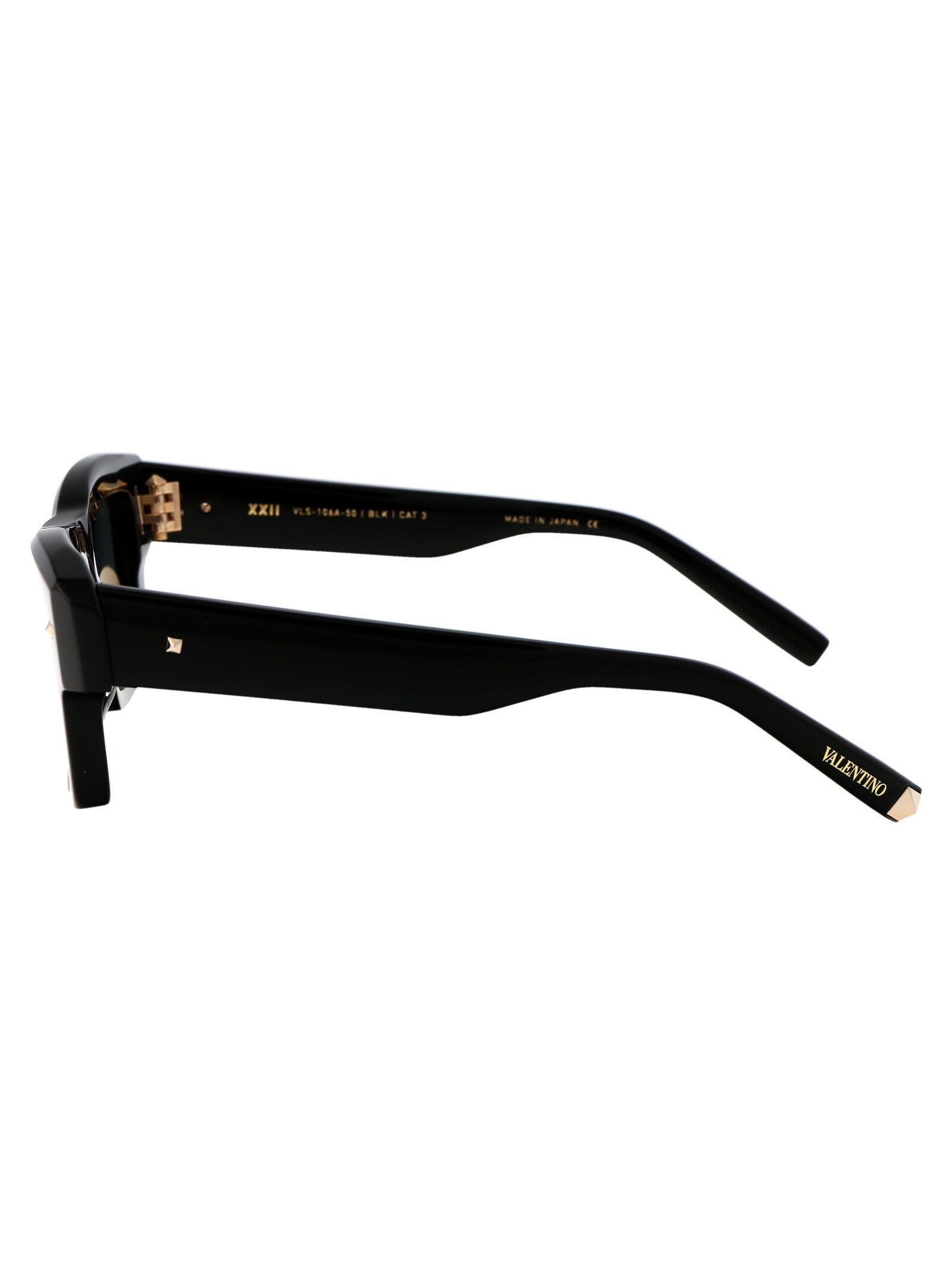 Vls-106a-50 Blk Black - White Gold W/dark Green Lenses Acetate Sunglasses