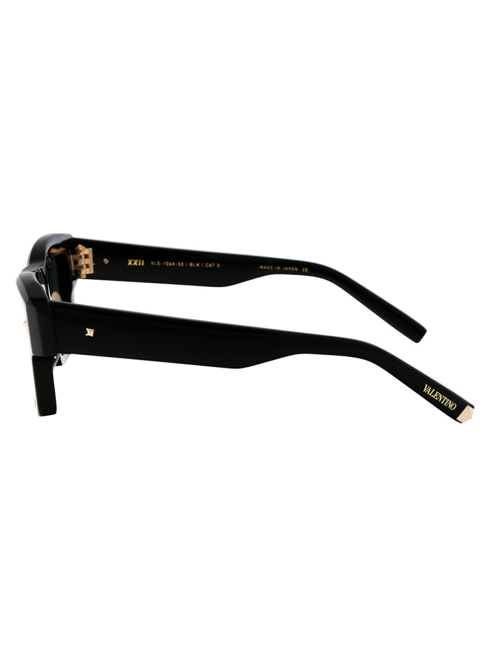 Vls-106a-50 Blk Black - White Gold W/dark Green Lenses Acetate Sunglasses