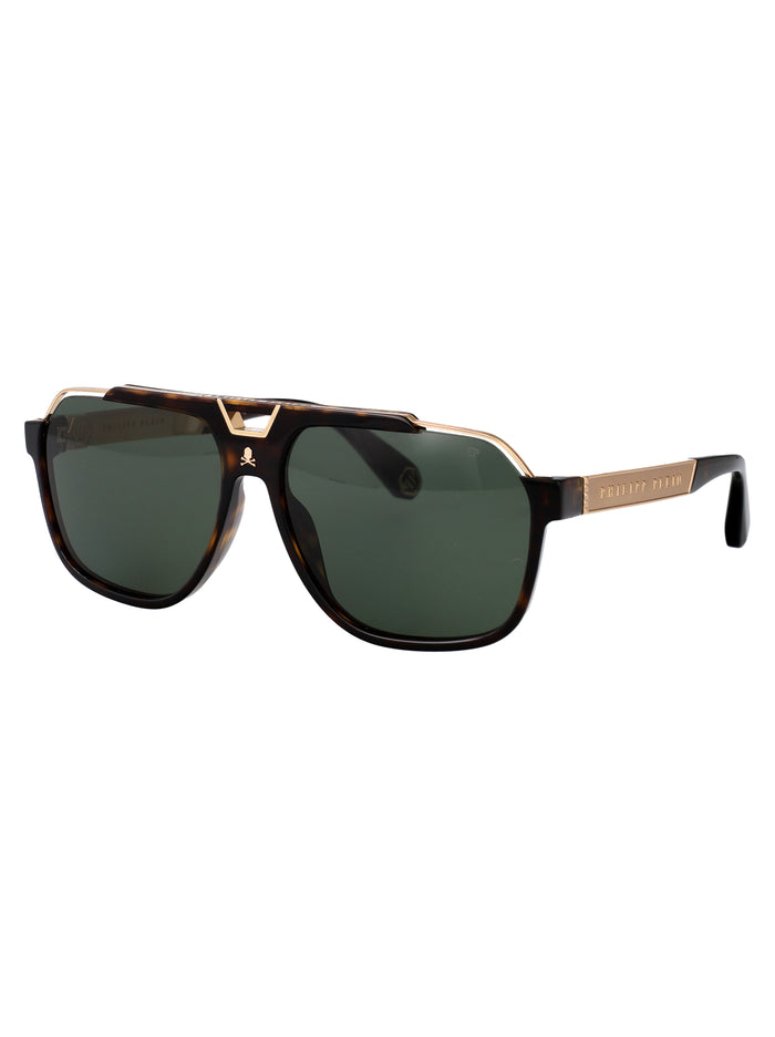 Spp046v 0722 Brown Metal Sunglasses