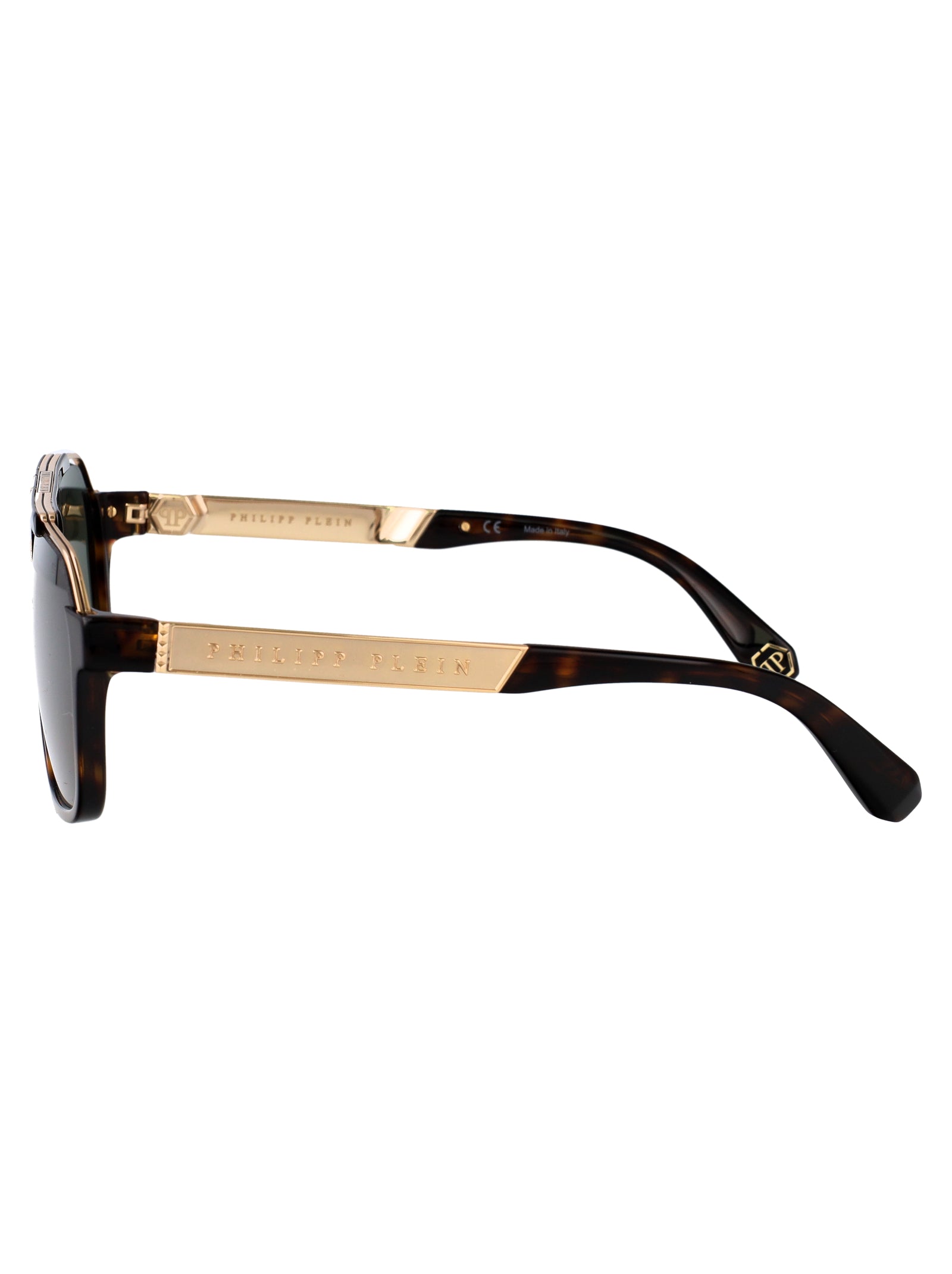 Spp046v 0722 Brown Metal Sunglasses
