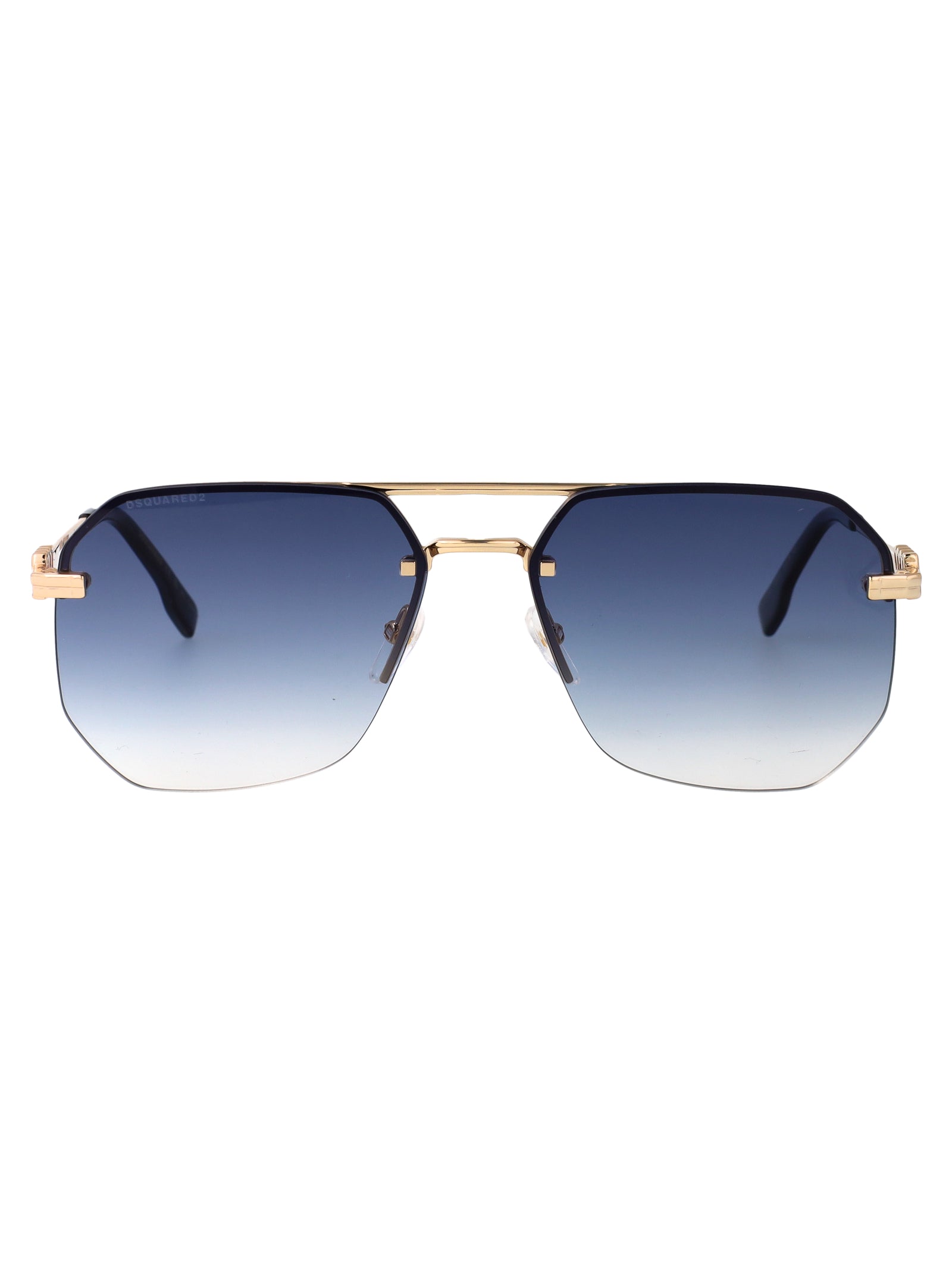 D2 0103-S Gold Blue Metal Sunglasses