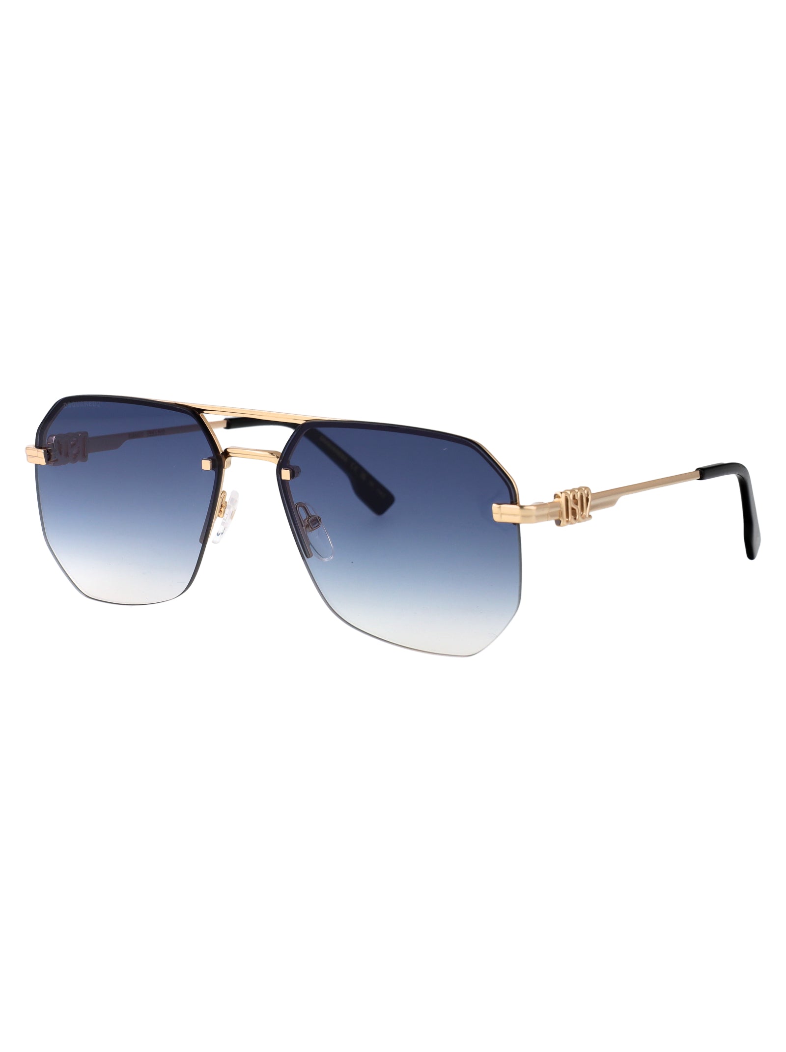 D2 0103-S Gold Blue Metal Sunglasses