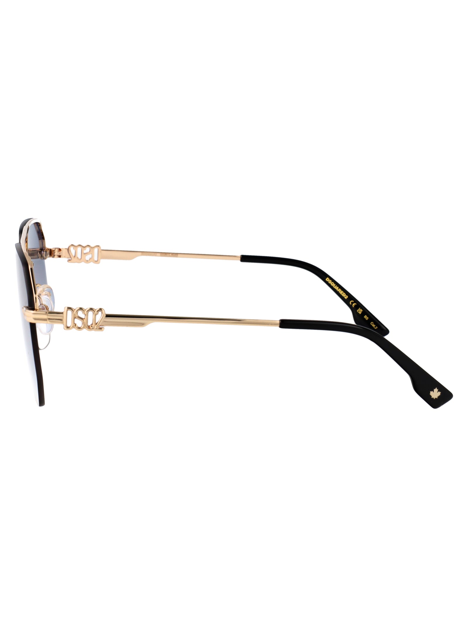 D2 0103-S Gold Blue Metal Sunglasses