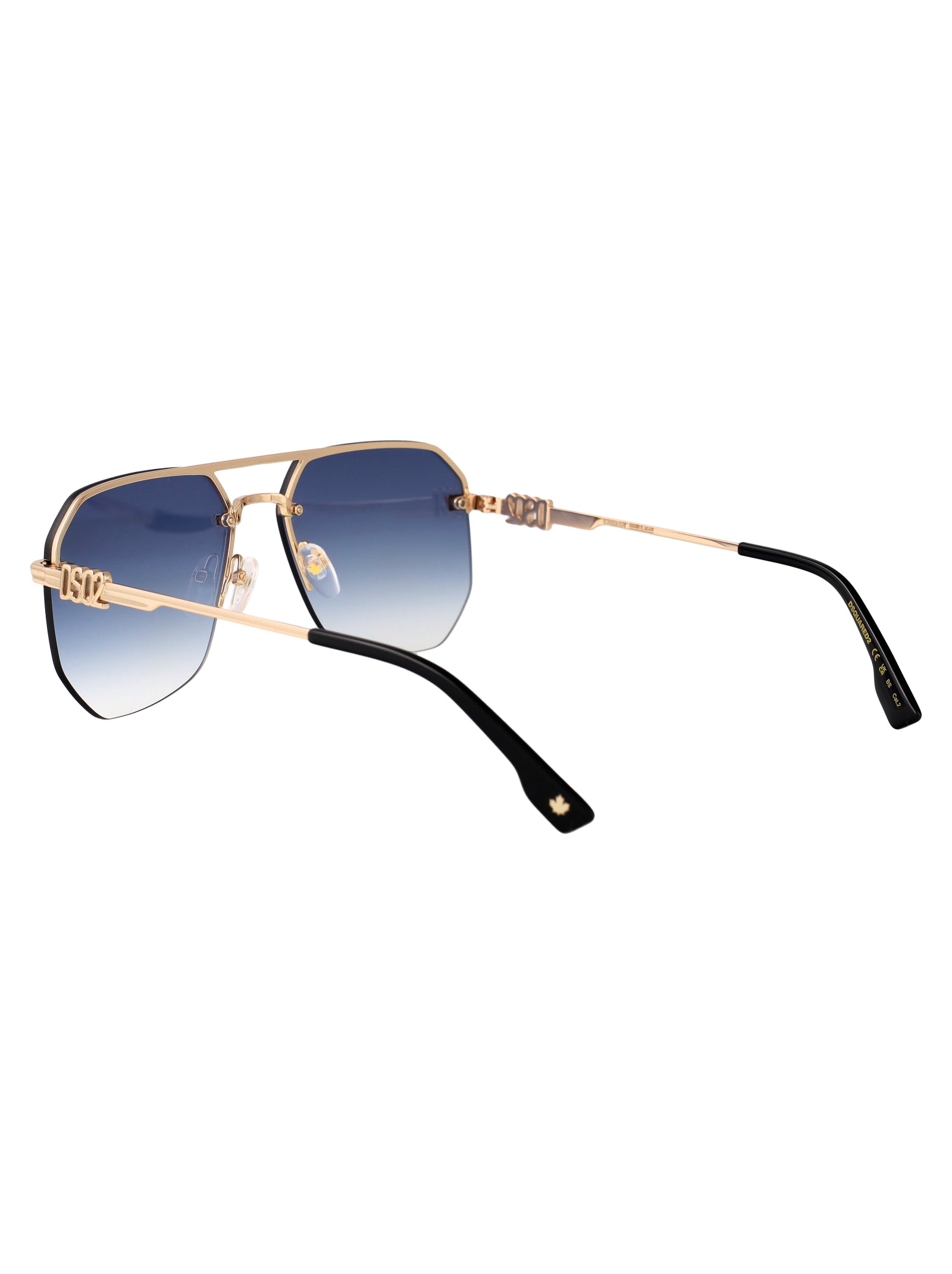 D2 0103-S Gold Blue Metal Sunglasses