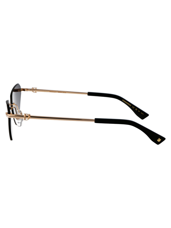 D2 0108-S Rhl Gold Black 2 Metal Sunglasses